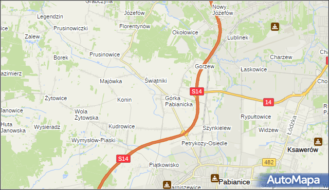 mapa Górka Pabianicka, Górka Pabianicka na mapie Targeo
