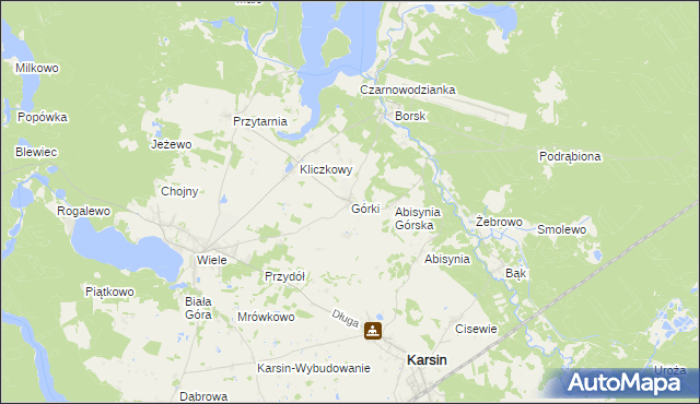 mapa Górki gmina Karsin, Górki gmina Karsin na mapie Targeo