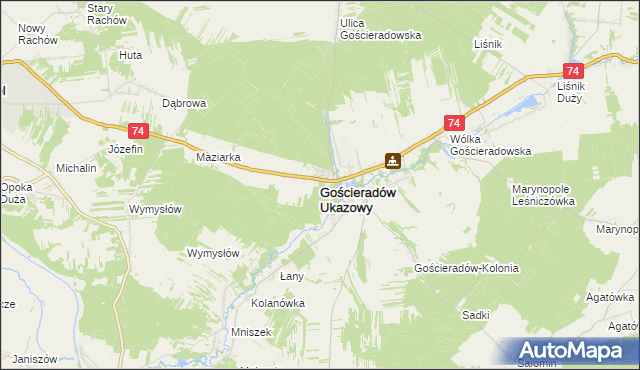 mapa Gościeradów Ukazowy, Gościeradów Ukazowy na mapie Targeo