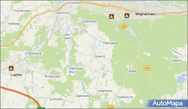 mapa Gowino, Gowino na mapie Targeo