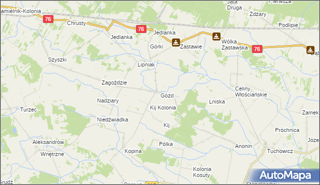 mapa Gózd gmina Stanin, Gózd gmina Stanin na mapie Targeo