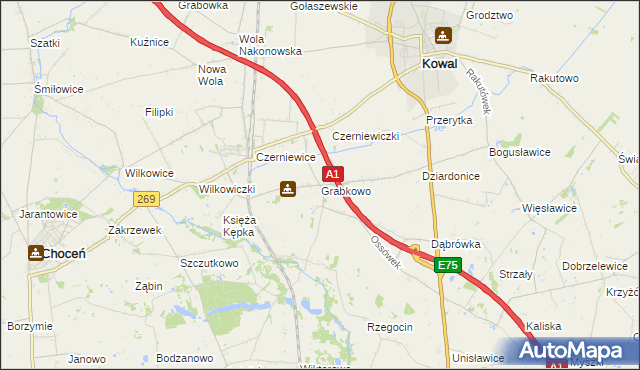 mapa Grabkowo, Grabkowo na mapie Targeo