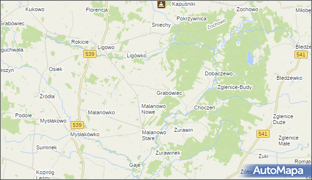 mapa Grabówiec gmina Mochowo, Grabówiec gmina Mochowo na mapie Targeo