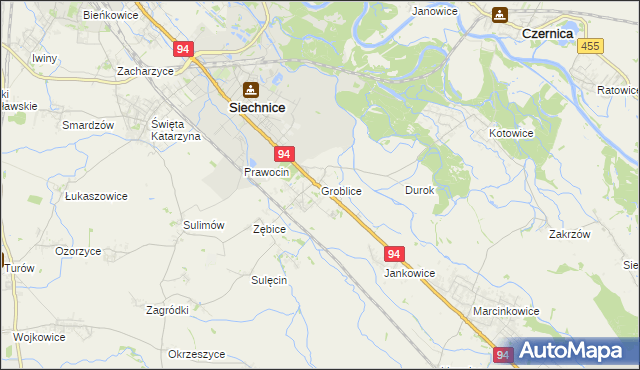 mapa Groblice, Groblice na mapie Targeo