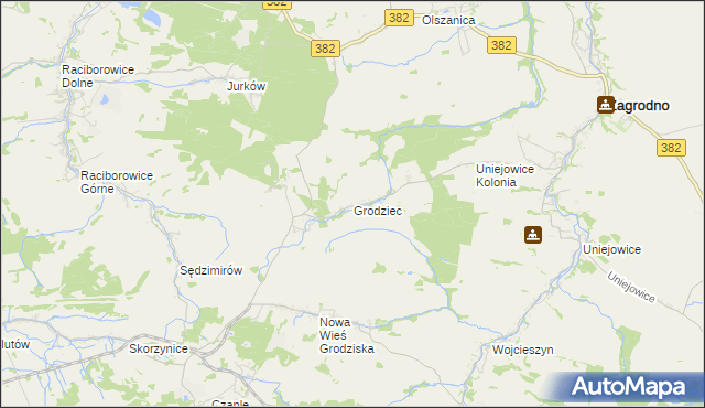 mapa Grodziec gmina Zagrodno, Grodziec gmina Zagrodno na mapie Targeo