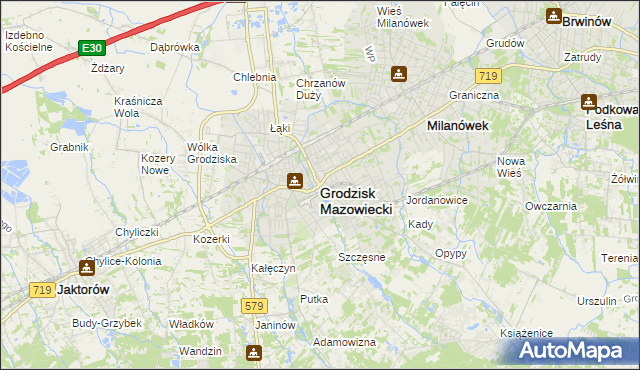 mapa Grodzisk Mazowiecki, Grodzisk Mazowiecki na mapie Targeo