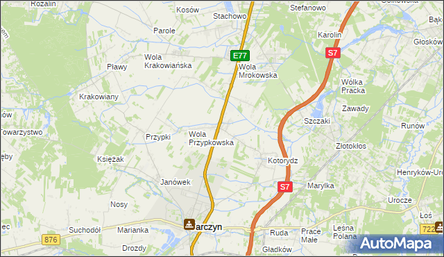 mapa Grzędy gmina Tarczyn, Grzędy gmina Tarczyn na mapie Targeo