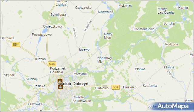 mapa Handlowy Młyn, Handlowy Młyn na mapie Targeo