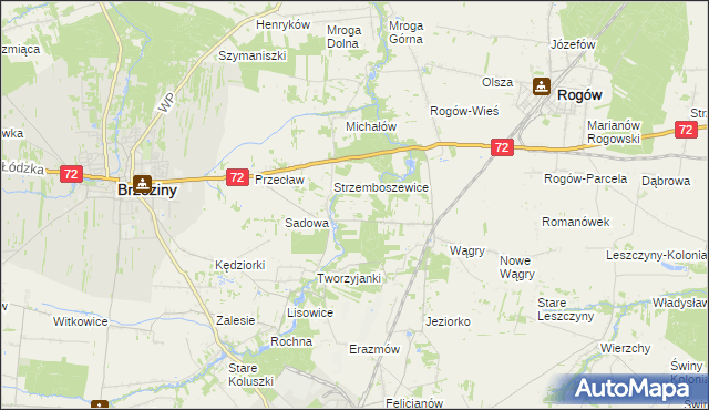 mapa Helenówka gmina Brzeziny, Helenówka gmina Brzeziny na mapie Targeo