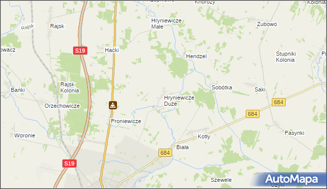 mapa Hryniewicze Duże, Hryniewicze Duże na mapie Targeo