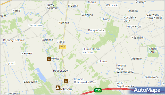 mapa Humin-Dobra Ziemskie, Humin-Dobra Ziemskie na mapie Targeo