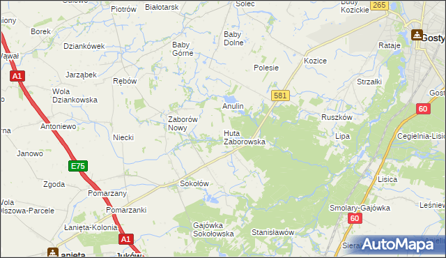 mapa Huta Zaborowska, Huta Zaborowska na mapie Targeo