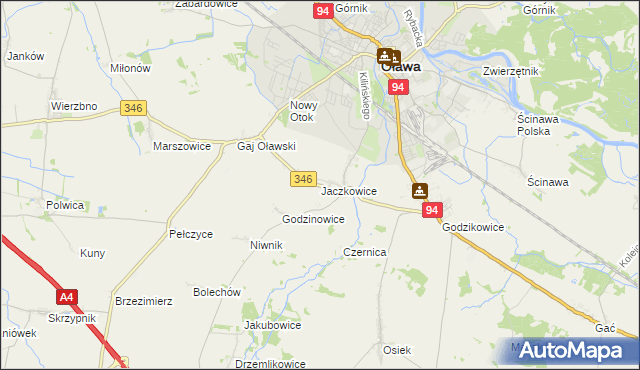 mapa Jaczkowice, Jaczkowice na mapie Targeo