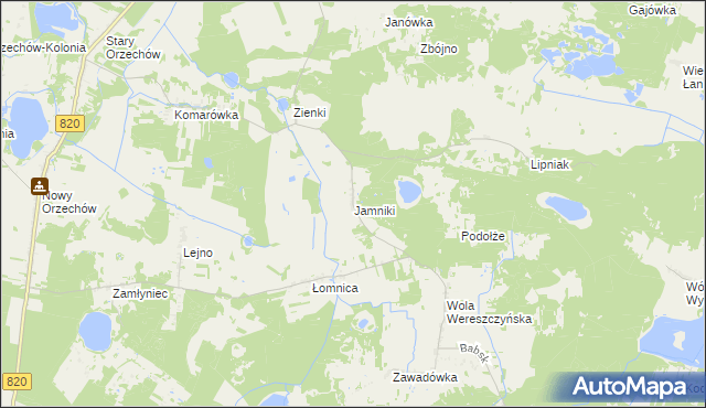 mapa Jamniki, Jamniki na mapie Targeo