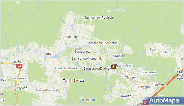 mapa Janaszów gmina Zagnańsk, Janaszów gmina Zagnańsk na mapie Targeo