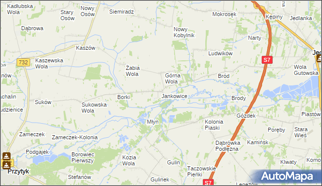 mapa Jankowice gmina Jedlińsk, Jankowice gmina Jedlińsk na mapie Targeo