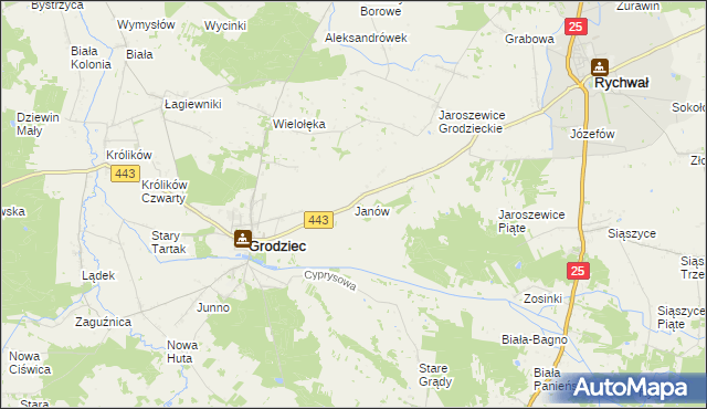 mapa Janów gmina Grodziec, Janów gmina Grodziec na mapie Targeo