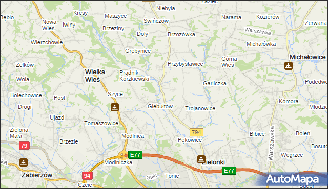 mapa Januszowice gmina Zielonki, Januszowice gmina Zielonki na mapie Targeo