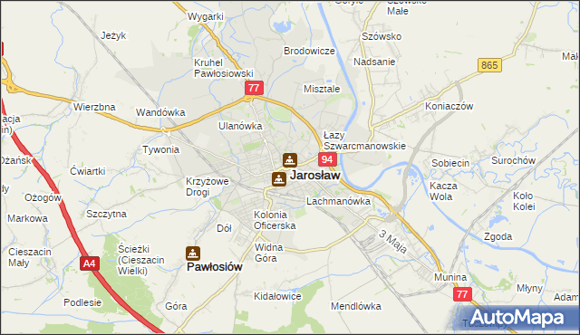 mapa Jarosławia, Jarosław na mapie Targeo