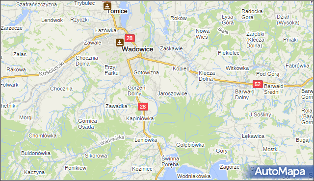 mapa Jaroszowice, Jaroszowice na mapie Targeo