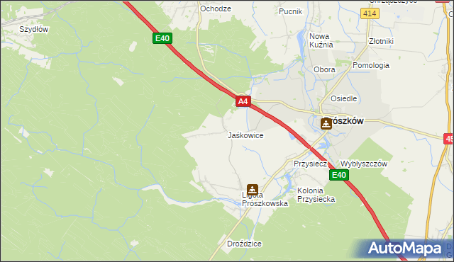 mapa Jaśkowice gmina Prószków, Jaśkowice gmina Prószków na mapie Targeo