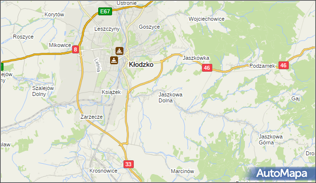mapa Jaszkowa Dolna, Jaszkowa Dolna na mapie Targeo