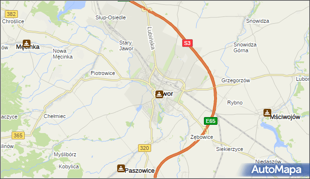 mapa Jawor, Jawor na mapie Targeo