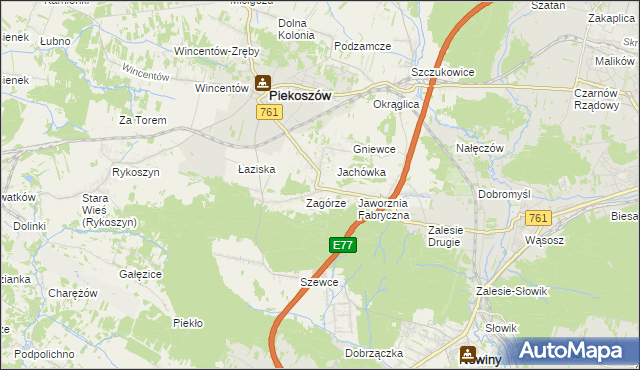mapa Jaworznia, Jaworznia na mapie Targeo