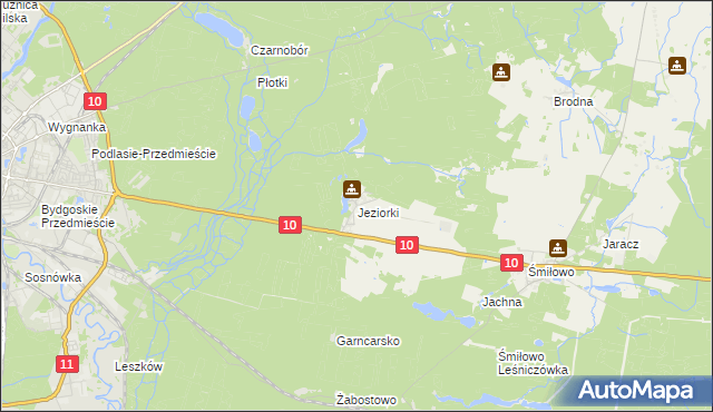 mapa Jeziorki gmina Kaczory, Jeziorki gmina Kaczory na mapie Targeo