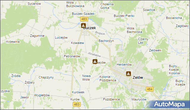 mapa Józefatów gmina Buczek, Józefatów gmina Buczek na mapie Targeo