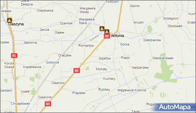 mapa Józefów gmina Witonia, Józefów gmina Witonia na mapie Targeo