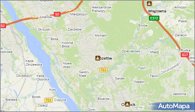 mapa Józefów powiat otwocki, Józefów powiat otwocki na mapie Targeo