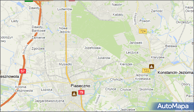 mapa Julianów gmina Piaseczno, Julianów gmina Piaseczno na mapie Targeo