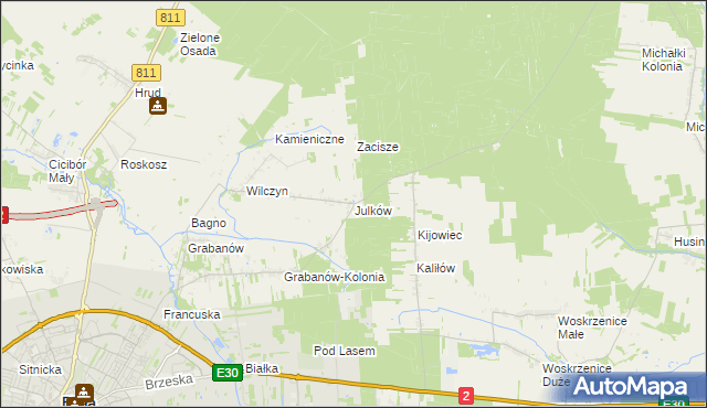 mapa Julków gmina Biała Podlaska, Julków gmina Biała Podlaska na mapie Targeo