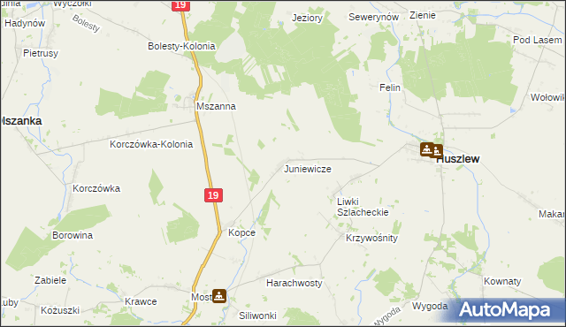 mapa Juniewicze, Juniewicze na mapie Targeo
