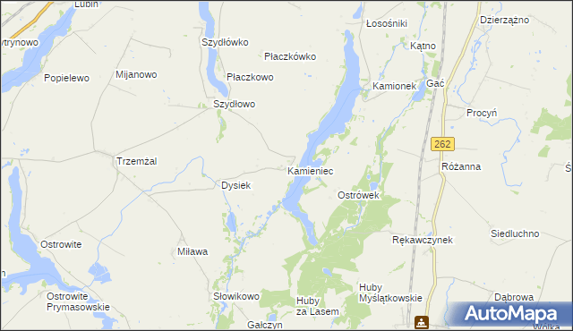 mapa Kamieniec gmina Trzemeszno, Kamieniec gmina Trzemeszno na mapie Targeo