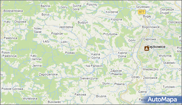 mapa Kąśna Górna, Kąśna Górna na mapie Targeo