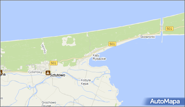 mapa Kąty Rybackie, Kąty Rybackie na mapie Targeo