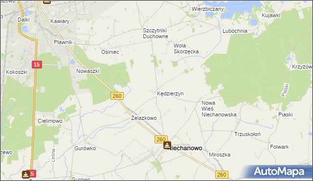 mapa Kędzierzyn gmina Niechanowo, Kędzierzyn gmina Niechanowo na mapie Targeo
