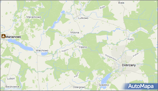 mapa Kępno gmina Dobrzany, Kępno gmina Dobrzany na mapie Targeo