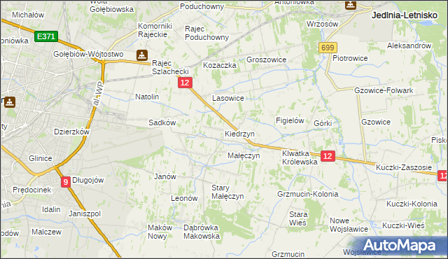 mapa Kiedrzyn gmina Gózd, Kiedrzyn gmina Gózd na mapie Targeo