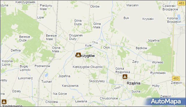 mapa Kiełczygłów-Kolonia, Kiełczygłów-Kolonia na mapie Targeo