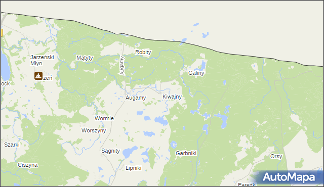 mapa Kiwajny, Kiwajny na mapie Targeo