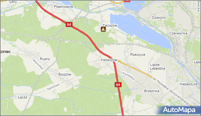 mapa Kleszczów gmina Rudziniec, Kleszczów gmina Rudziniec na mapie Targeo