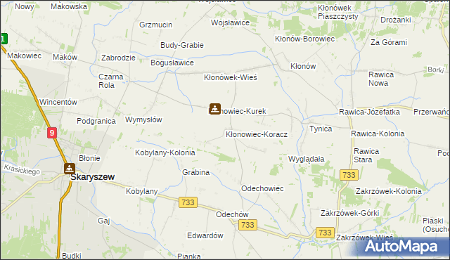 mapa Kłonowiec-Koracz, Kłonowiec-Koracz na mapie Targeo