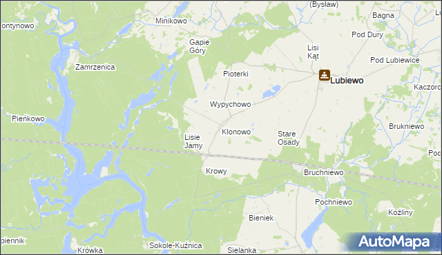 mapa Klonowo gmina Lubiewo, Klonowo gmina Lubiewo na mapie Targeo