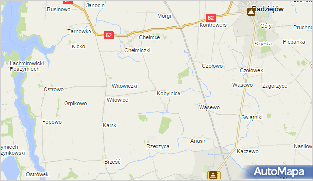 mapa Kobylnica gmina Kruszwica, Kobylnica gmina Kruszwica na mapie Targeo