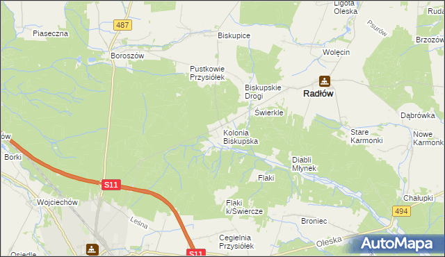 mapa Kolonia Biskupska, Kolonia Biskupska na mapie Targeo
