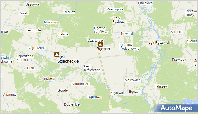 mapa Kolonia Ręczno, Kolonia Ręczno na mapie Targeo