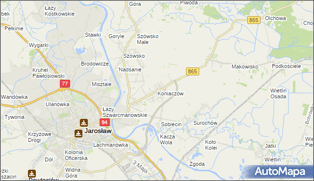 mapa Koniaczów, Koniaczów na mapie Targeo